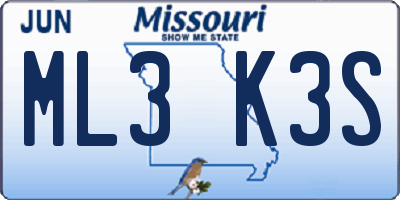 MO license plate ML3K3S