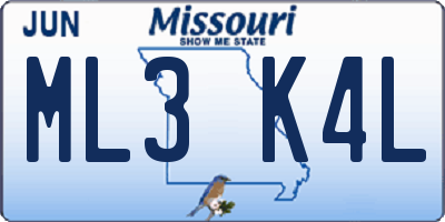 MO license plate ML3K4L