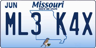MO license plate ML3K4X