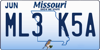 MO license plate ML3K5A