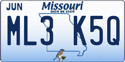 MO license plate ML3K5Q