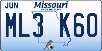 MO license plate ML3K6O