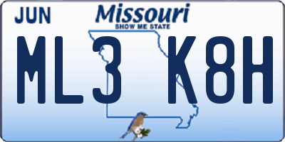 MO license plate ML3K8H
