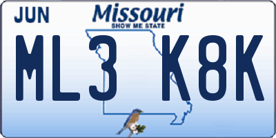MO license plate ML3K8K