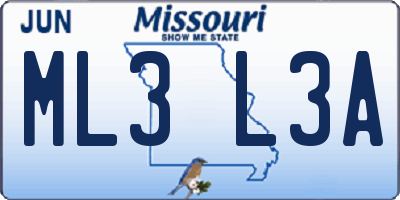MO license plate ML3L3A