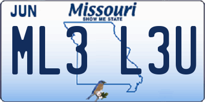 MO license plate ML3L3U