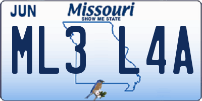 MO license plate ML3L4A