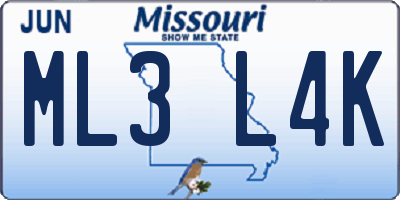 MO license plate ML3L4K