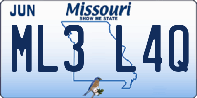 MO license plate ML3L4Q