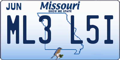 MO license plate ML3L5I