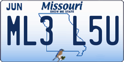MO license plate ML3L5U