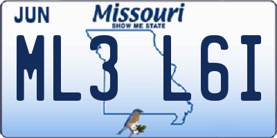 MO license plate ML3L6I
