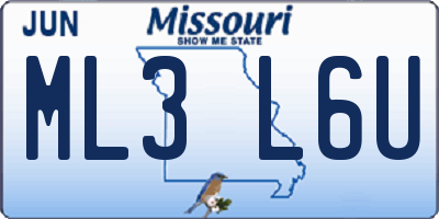 MO license plate ML3L6U