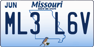 MO license plate ML3L6V