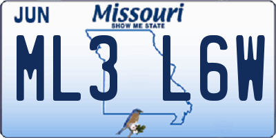 MO license plate ML3L6W
