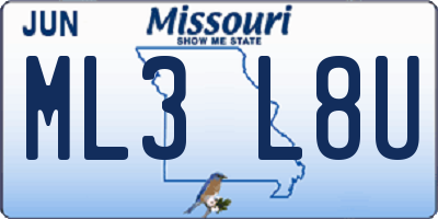 MO license plate ML3L8U