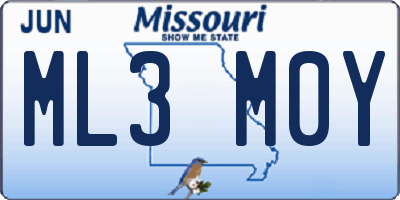 MO license plate ML3M0Y
