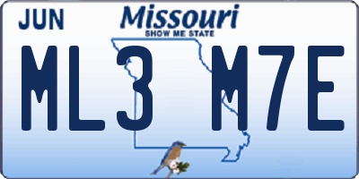 MO license plate ML3M7E