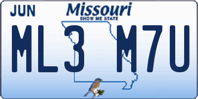 MO license plate ML3M7U