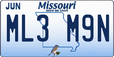 MO license plate ML3M9N