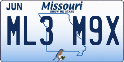 MO license plate ML3M9X
