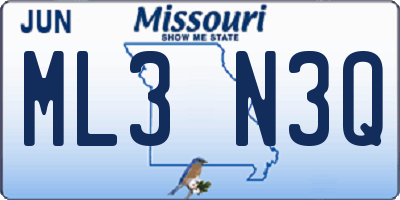 MO license plate ML3N3Q
