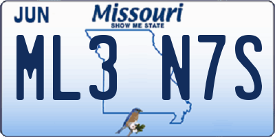 MO license plate ML3N7S