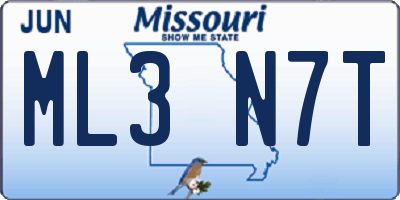 MO license plate ML3N7T