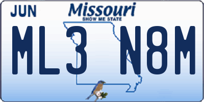 MO license plate ML3N8M