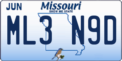 MO license plate ML3N9D