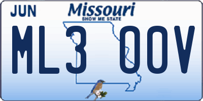 MO license plate ML3O0V