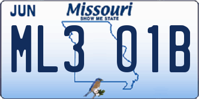 MO license plate ML3O1B