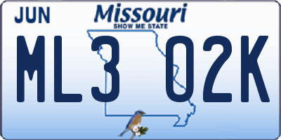 MO license plate ML3O2K