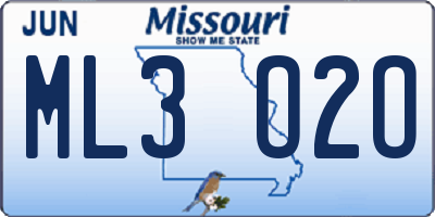 MO license plate ML3O2O