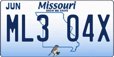 MO license plate ML3O4X