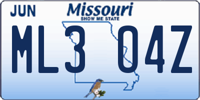 MO license plate ML3O4Z