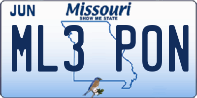 MO license plate ML3P0N