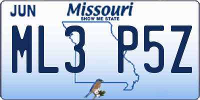 MO license plate ML3P5Z