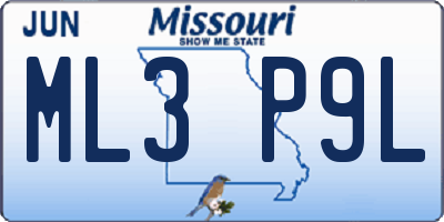 MO license plate ML3P9L