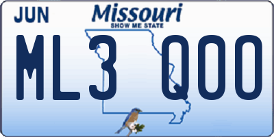 MO license plate ML3Q0O