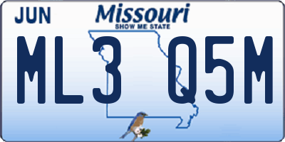 MO license plate ML3Q5M