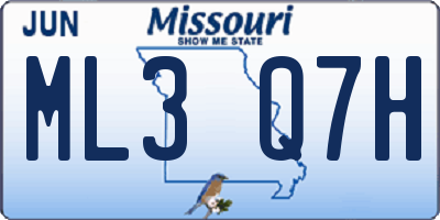 MO license plate ML3Q7H