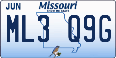 MO license plate ML3Q9G