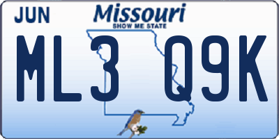 MO license plate ML3Q9K