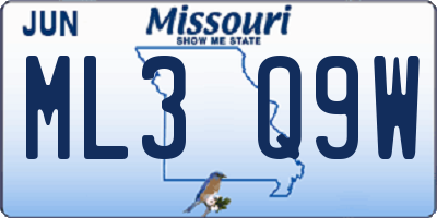 MO license plate ML3Q9W