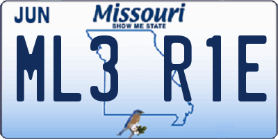 MO license plate ML3R1E