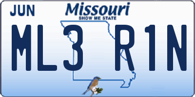 MO license plate ML3R1N