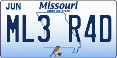 MO license plate ML3R4D