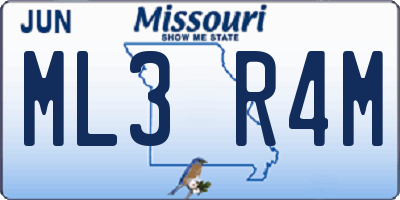 MO license plate ML3R4M