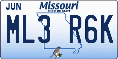 MO license plate ML3R6K